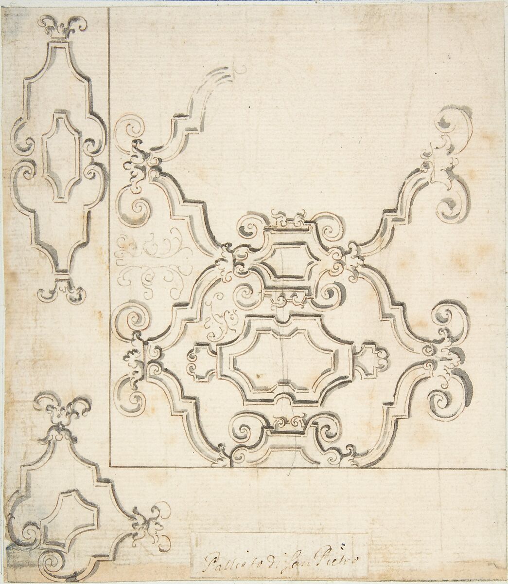 Design for Altar Frontal, Anonymous, Italian, Piedmontese, 18th century, Pen with brown and black ink, brush and gray wash 