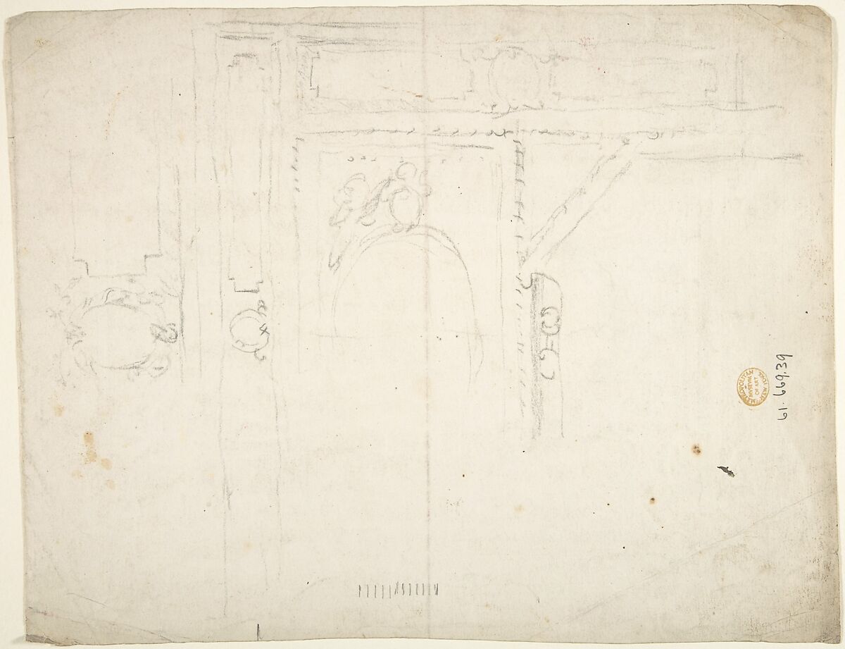 Design for Paneled Ceiling, Anonymous, British, 19th century, Graphite and pen