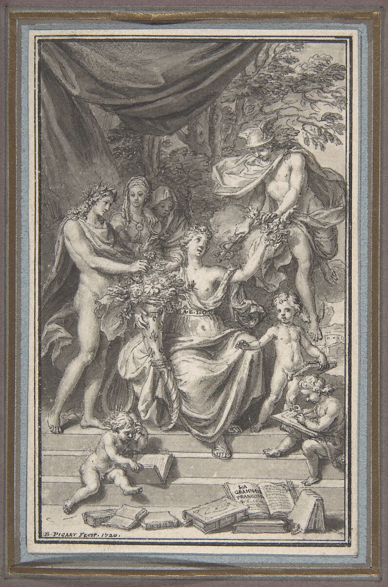 Design for a Frontispiece, Bernard Picart (French, Paris 1673–1733 Amsterdam), Pen and black ink, brush and gray wash; framing lines in pen and black ink 