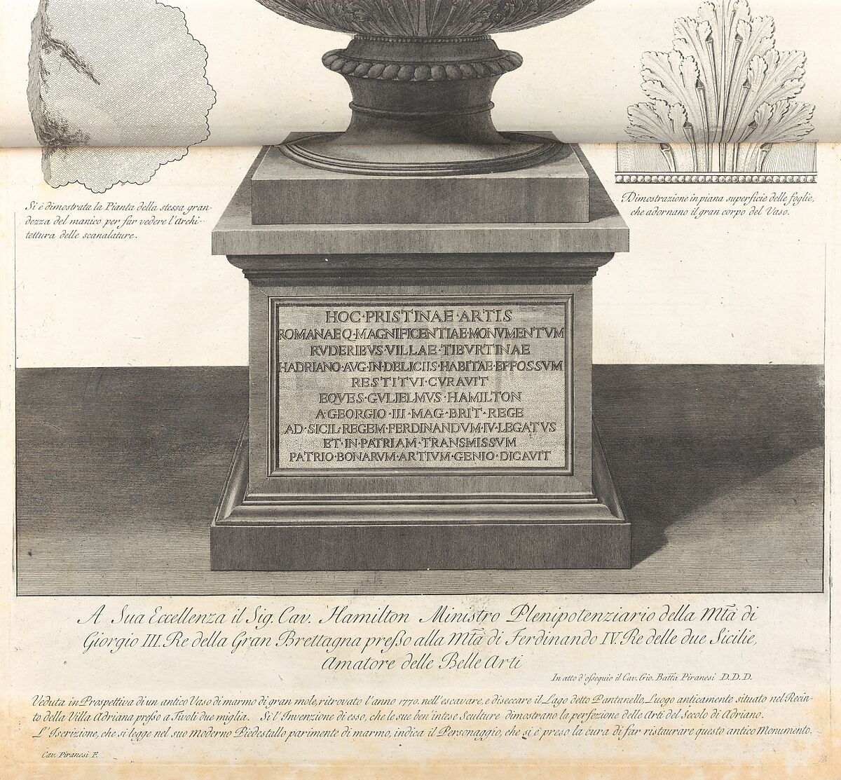 Vasi, candelabri, cippi, sarcofagi, tripodi, lucerne, ed ornamenti antichi disegnati ed incisi dal Cav. Gio. Batt. Piranesi, Vol. I (Vases, candelabra, grave stones, sarcophagi, tripods, lamps, and ornaments designed and etched by Cavalieri Giovanni Battista Piranesi), Giovanni Battista Piranesi (Italian, Mogliano Veneto 1720–1778 Rome), Etching