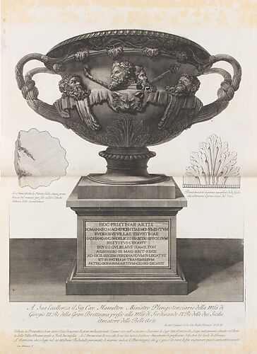 Vasi, candelabri, cippi, sarcofagi, tripodi, lucerne, ed ornamenti antichi disegnati ed incisi dal Cav. Gio. Batt. Piranesi, Vol. I (Vases, candelabra, grave stones, sarcophagi, tripods, lamps, and ornaments designed and etched by Cavalieri Giovanni Battista Piranesi)