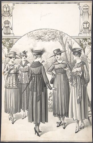 Designs for Five Women's Dresses