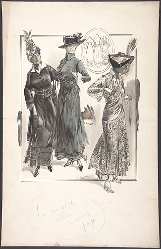 Designs for Three Women's Dresses