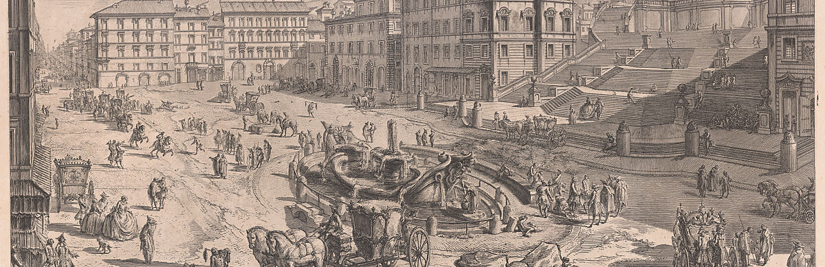 The Piazza di Spagna (Veduta di Piazza di Spagna), Giovanni Battista Piranesi (Italian, Mogliano Veneto 1720–1778 Rome), Etching