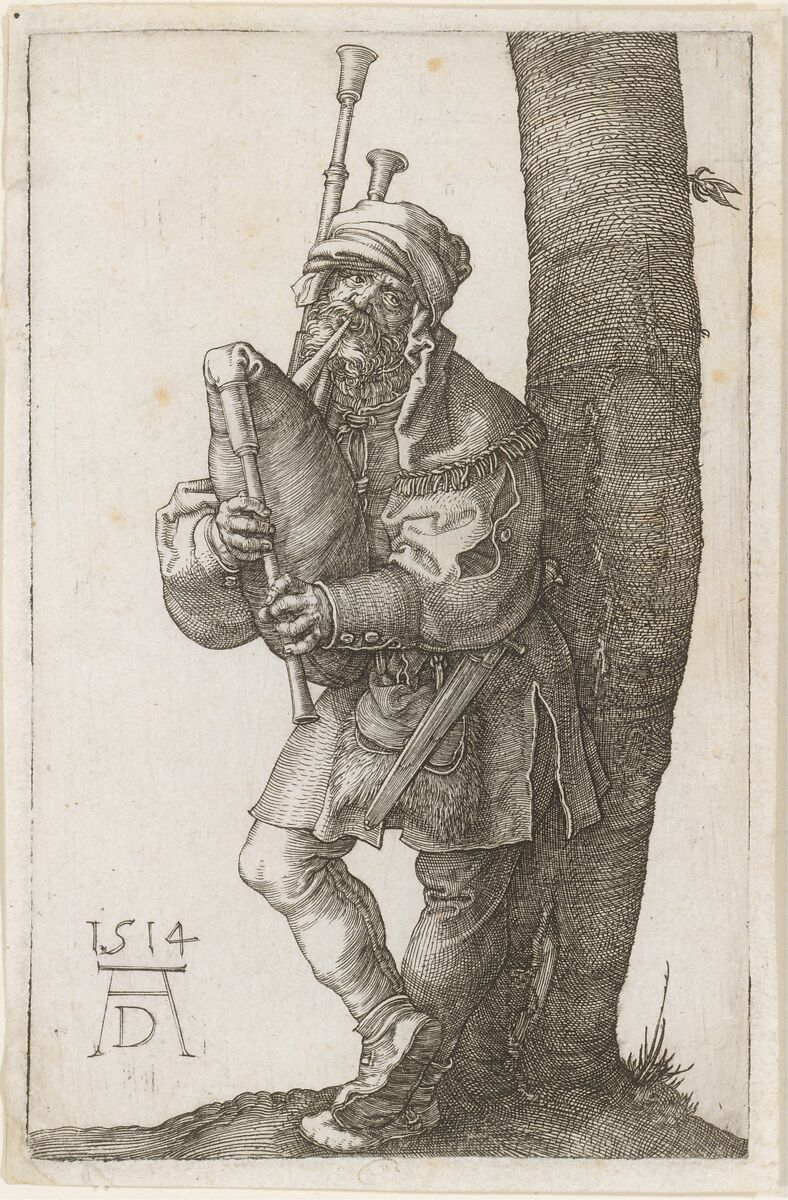 The Bagpiper, Albrecht Dürer (German, Nuremberg 1471–1528 Nuremberg), Engraving
