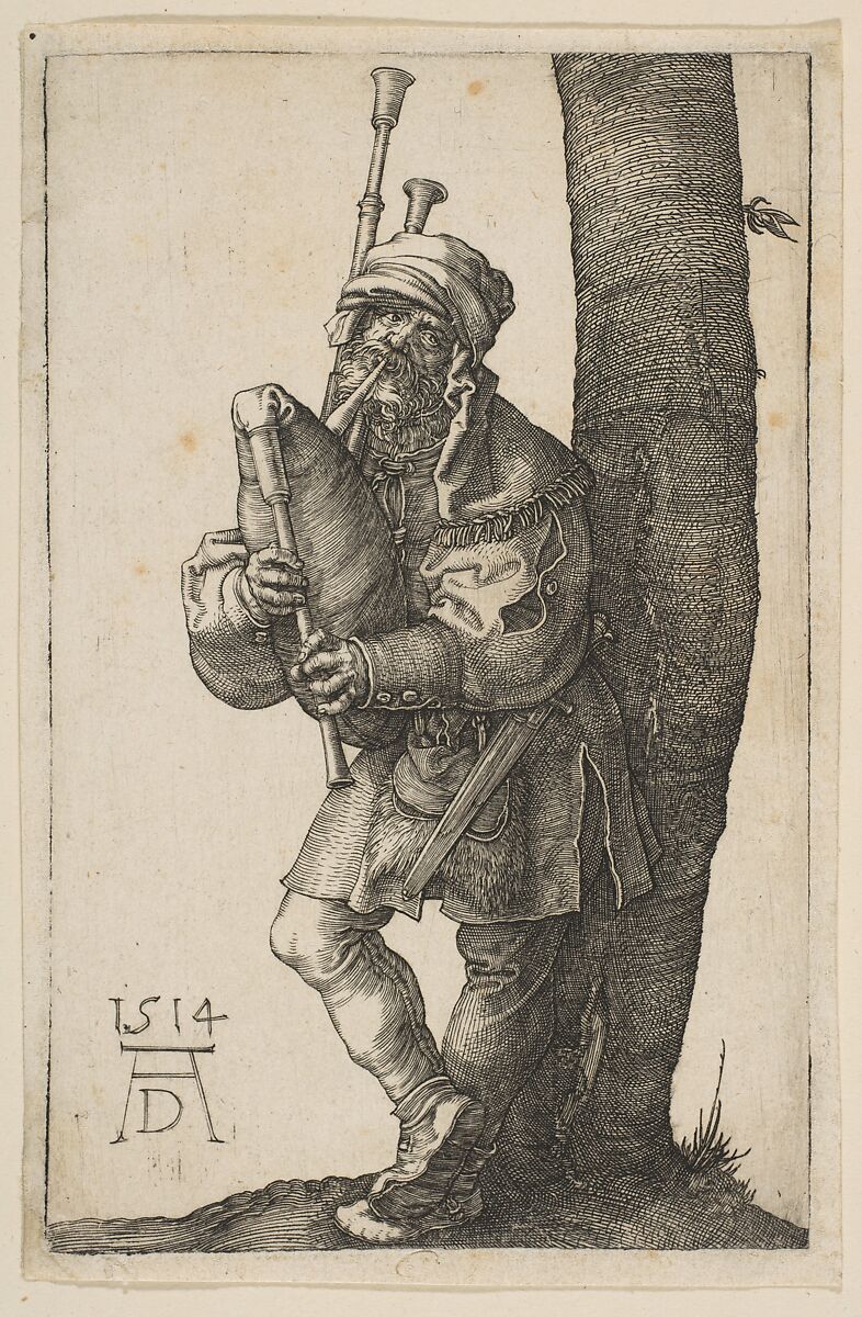 The Bagpiper, Albrecht Dürer (German, Nuremberg 1471–1528 Nuremberg), Engraving 