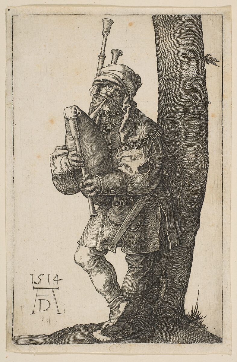 The Bagpiper, Albrecht Dürer  German, Engraving