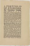 A Portfolio of 14 Etchings, Edward Gordon Craig (British, Stevenage, Hertfordshire 1872–1966 Vence, France), Etching