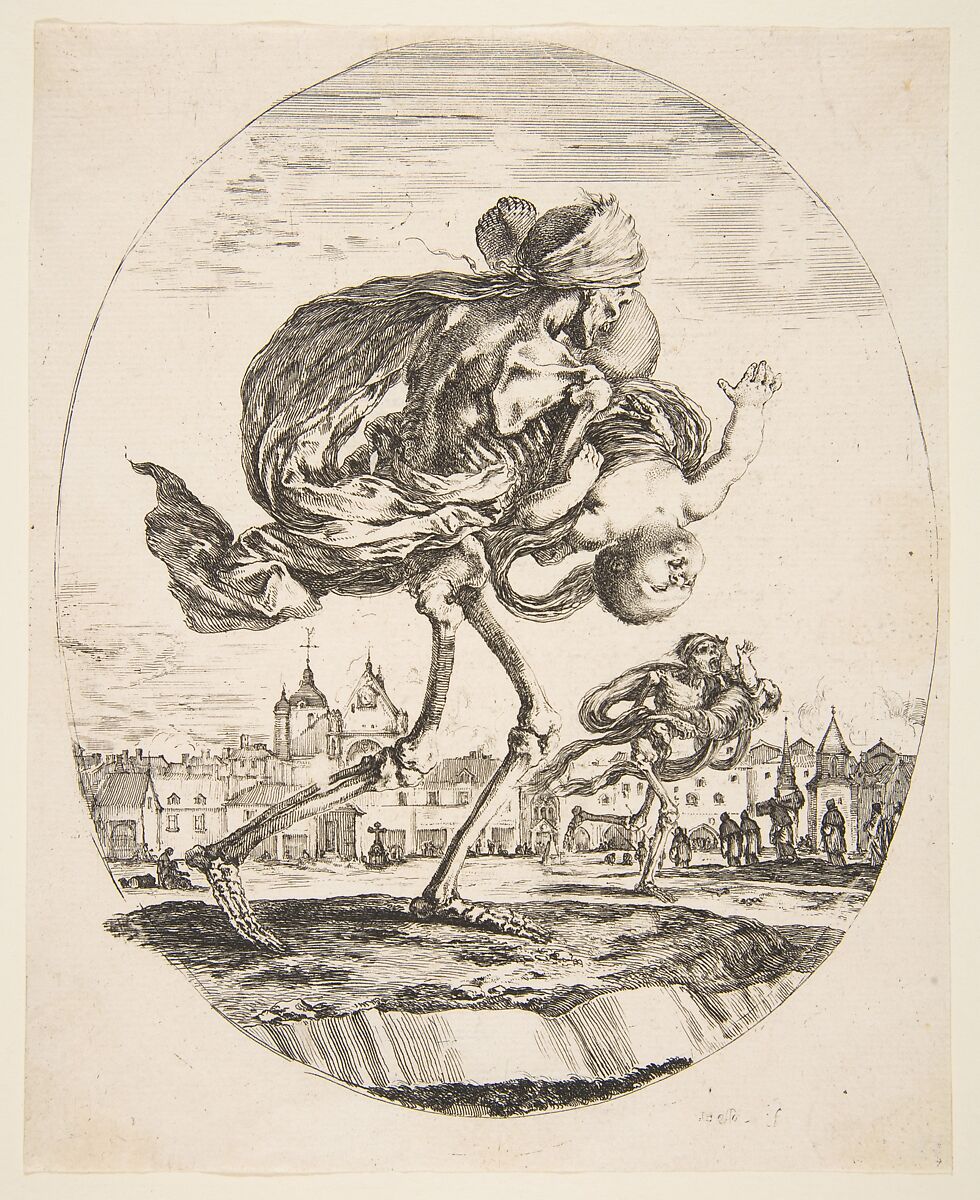 Death Carrying an Infant, from 'The five deaths' (Les cinq Morts), Stefano della Bella  Italian, Etching; second state of three