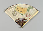 Watermelon, Zhang Dazhuang (Chinese, 1900–1980), Folding fan; ink and color on alum paper, China