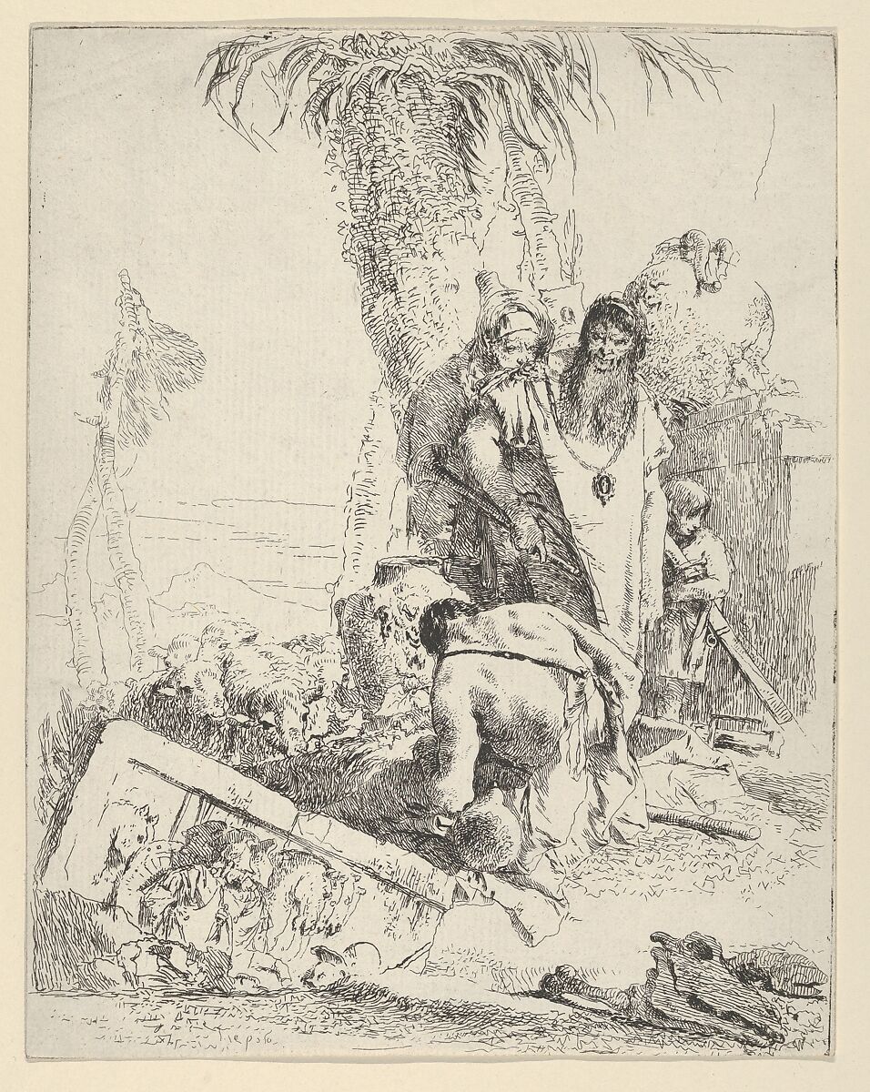 Shepherd with Two Magicians, from "Scherzi", Giovanni Battista Tiepolo (Italian, Venice 1696–1770 Madrid), Etching 