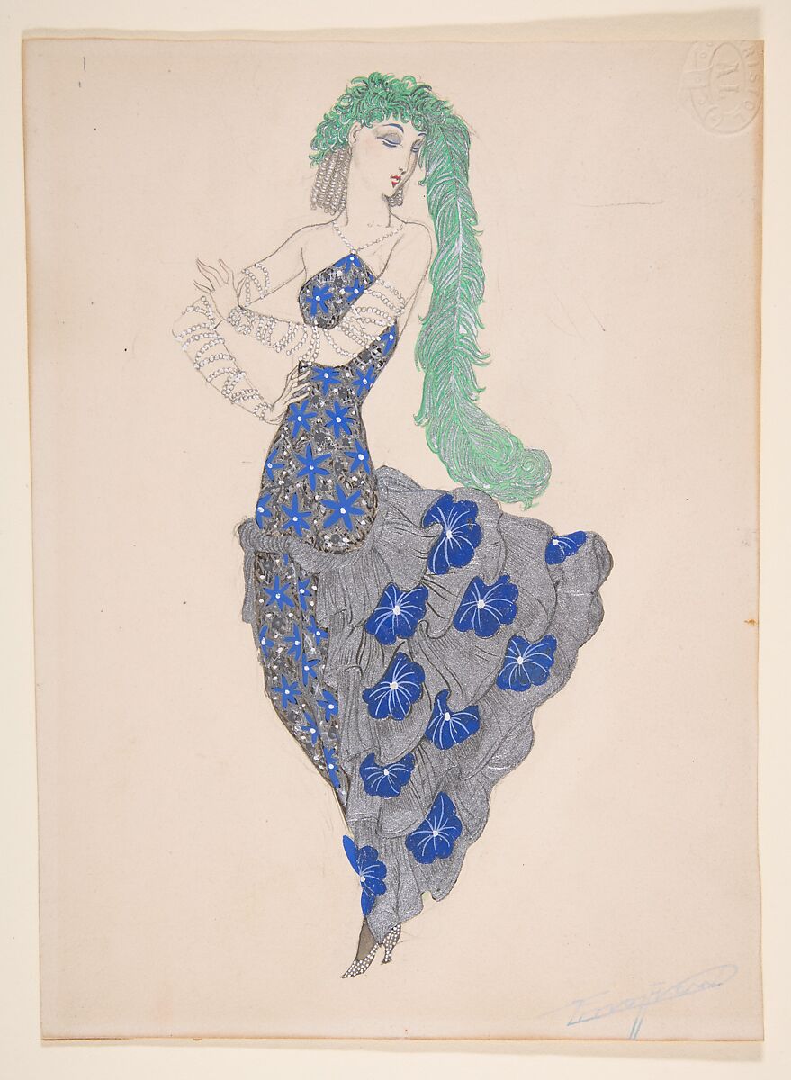 Design for a theater costume, Anonymous, French, 19th century, Graphite with paint on Bristol 
