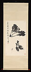 Vegetables and Grasshopper, Wang Xuetao (Chinese, 1903–1982), Hanging scroll; ink on paper, China