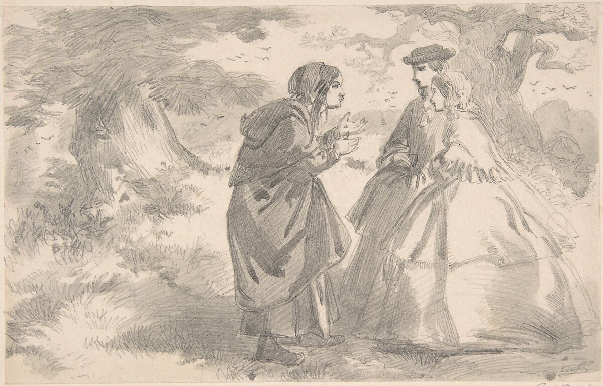 In the Park, Thomas Dalziel (British, Wooler, Northumberland 1823–1906 Herne Bay, Kent), Graphite 