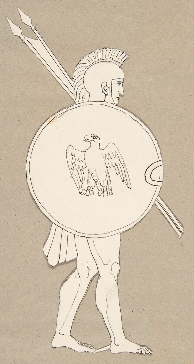 Design for large fireplace white tiles produced in Wedgwood's factory, After John Flaxman (British, York 1755–1826 London), Pen and black ink over graphite 