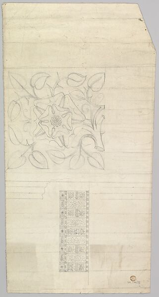 Processional candlestick, Ernest Geldart (British, London 1848–1929), Graphite, pen and ink