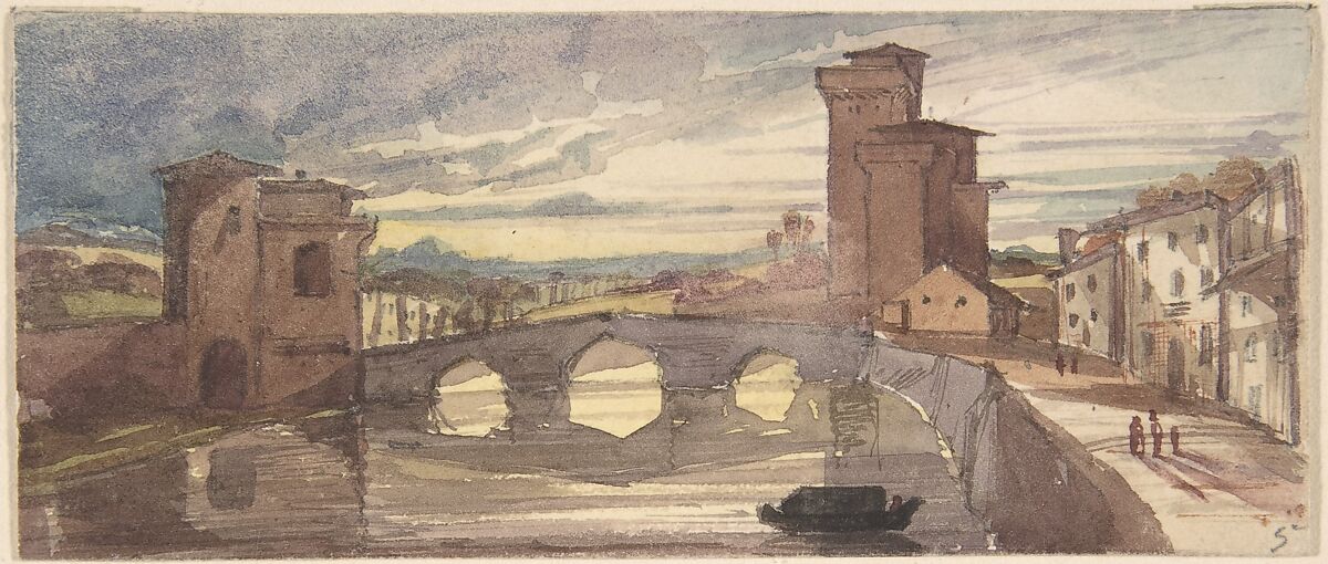 Pisa, Sir Francis Seymour Haden (British, London 1818–1910 Bramdean, Hampshire), Watercolor over graphite 