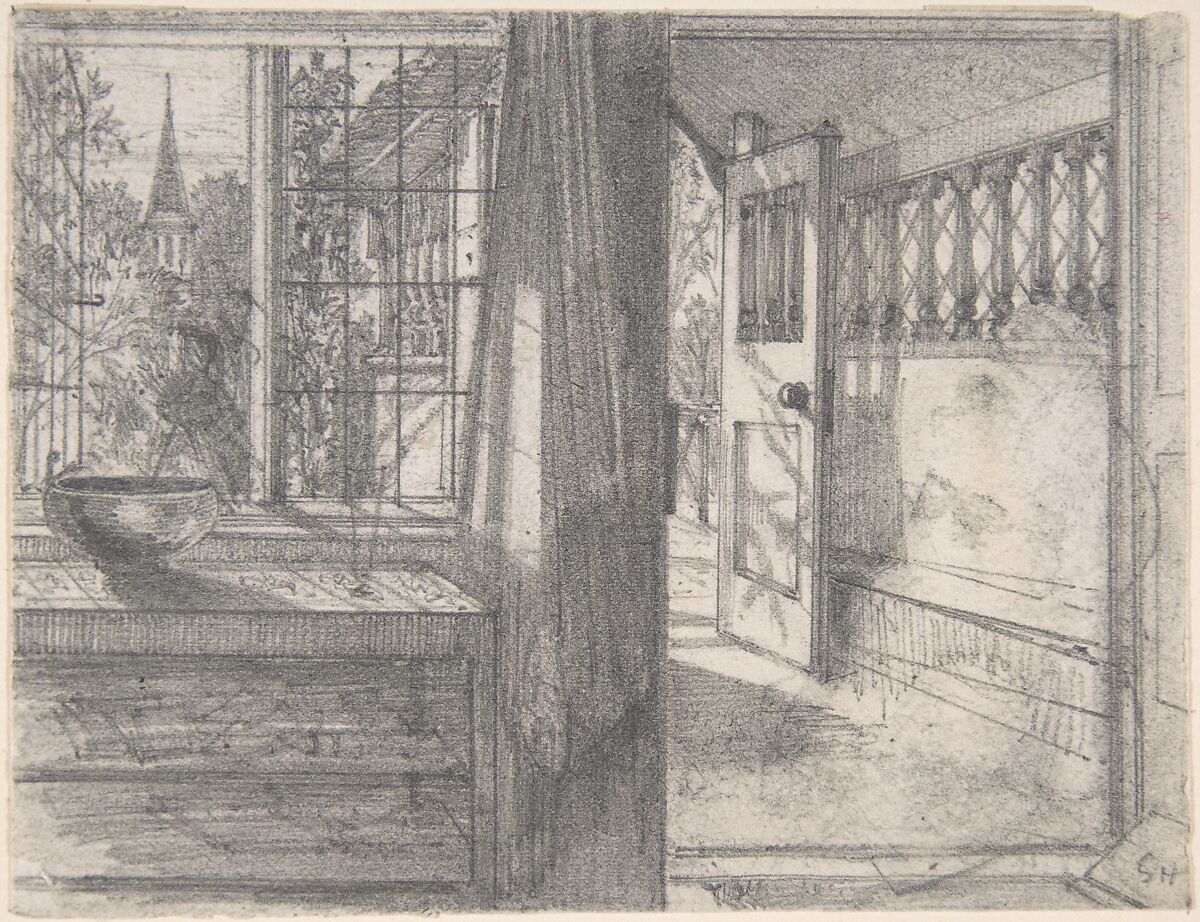A Cottage Porch, Sir Francis Seymour Haden (British, London 1818–1910 Bramdean, Hampshire), Graphite 