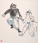 Opera Figures, Guan Liang (Chinese, 1900–1986), Album of twelve leaves; ink and color on paper, China