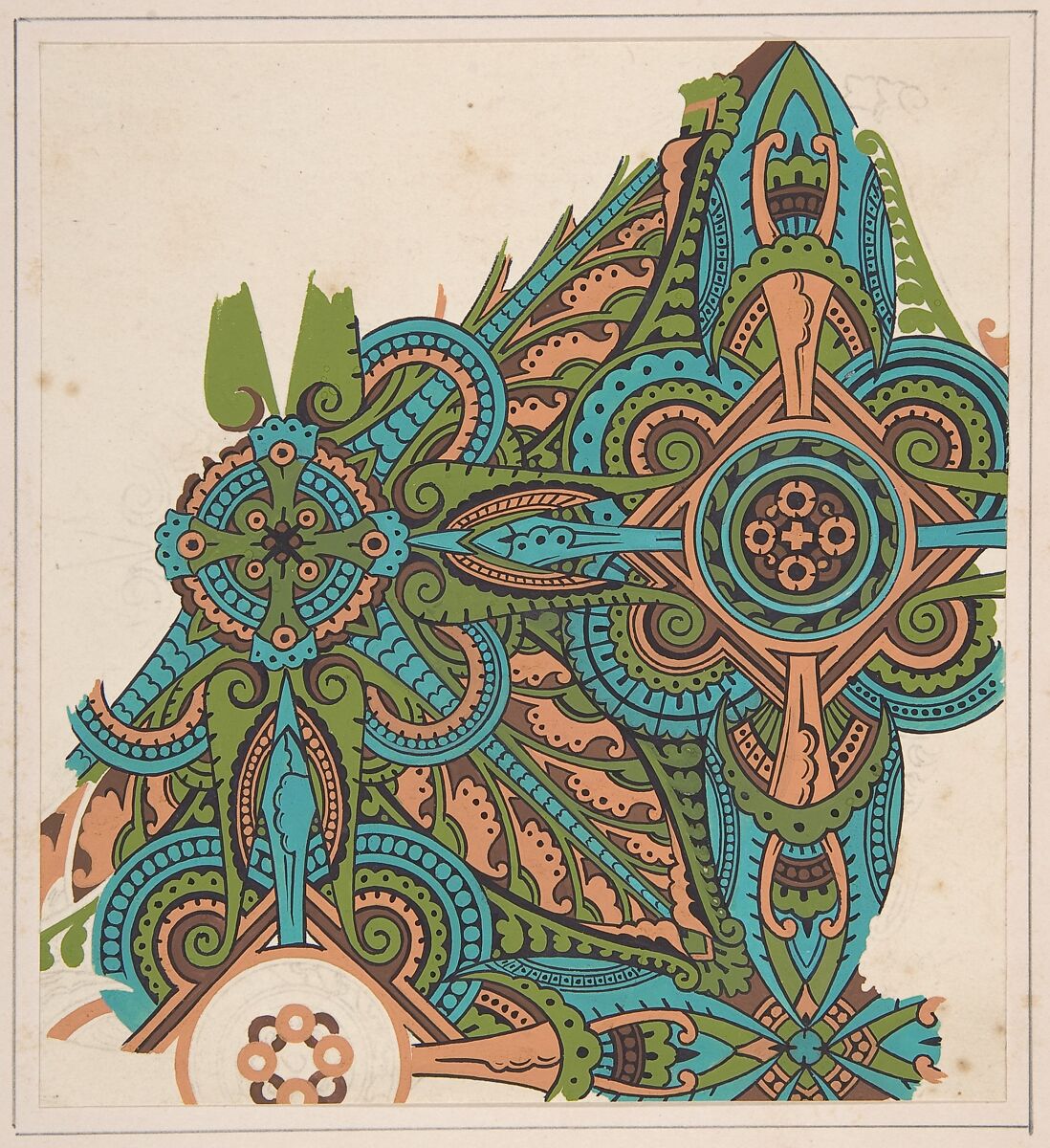 Design drawing, Christopher Dresser (British, Glasgow, Scotland 1834–1904 Mulhouse), Graphite, ink, and gouache (bodycolor) 