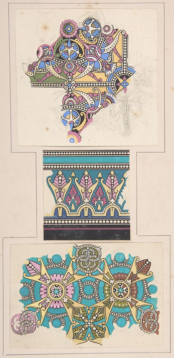 Design drawing, Christopher Dresser (British, Glasgow, Scotland 1834–1904 Mulhouse), Graphite, ink, and gouache (bodycolor) 