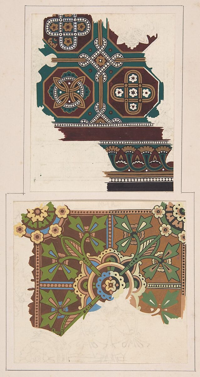 Design drawing, Christopher Dresser (British, Glasgow, Scotland 1834–1904 Mulhouse), Graphite, ink, and gouache (bodycolor) 