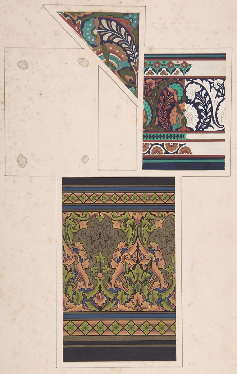 Design drawing, Christopher Dresser (British, Glasgow, Scotland 1834–1904 Mulhouse), Graphite, ink, and gouache (bodycolor) 