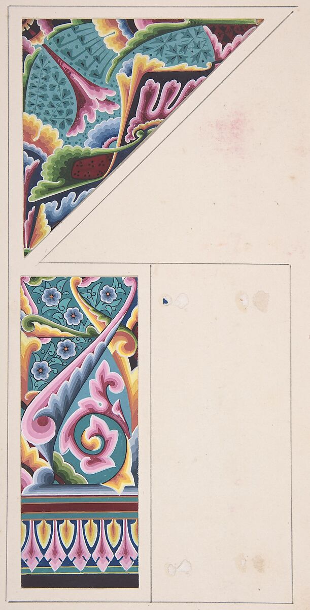Design drawing, Christopher Dresser (British, Glasgow, Scotland 1834–1904 Mulhouse), Graphite, ink, and gouache (bodycolor) 