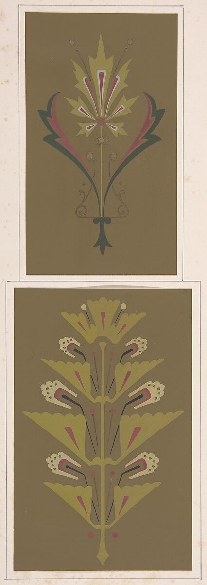 Design drawing, Christopher Dresser (British, Glasgow, Scotland 1834–1904 Mulhouse), Graphite, ink, and gouache (bodycolor) 