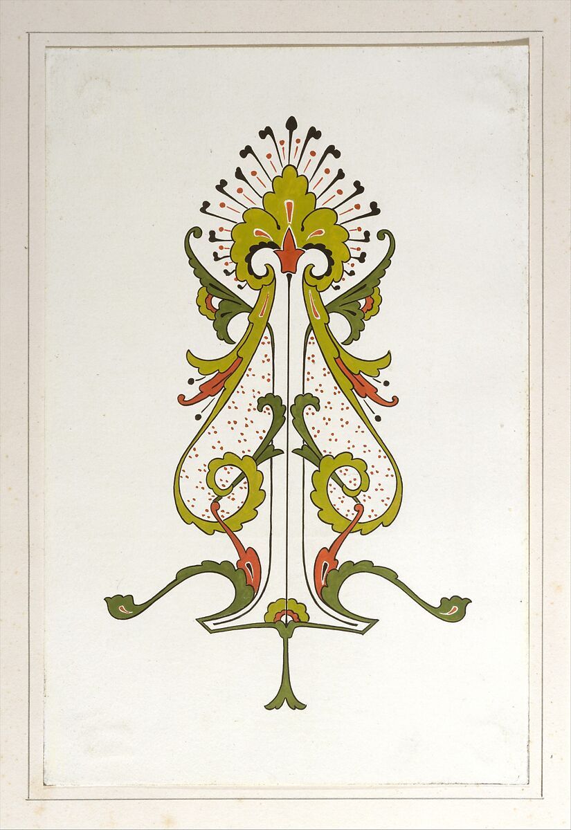 Design drawing, Christopher Dresser (British, Glasgow, Scotland 1834–1904 Mulhouse), Graphite, ink, and gouache (bodycolor)