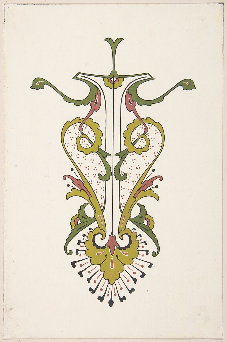 Design drawing, Christopher Dresser (British, Glasgow, Scotland 1834–1904 Mulhouse), Graphite, ink, and gouache (bodycolor) 