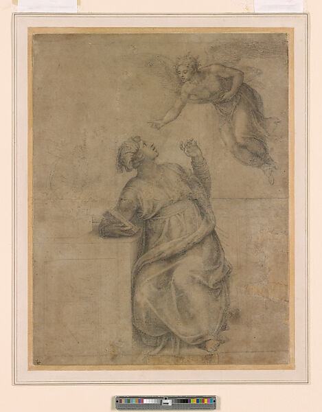The Annunciation, Attributed to Michelangelo Buonarroti (Italian, Caprese 1475–1564 Rome), Black chalk 