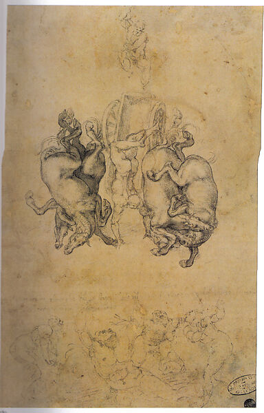 The Fall of Phaeton, Michelangelo Buonarroti (Italian, Caprese 1475–1564 Rome), Black chalk 