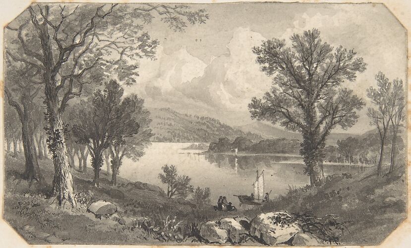 View of a lake or river with a sailboat