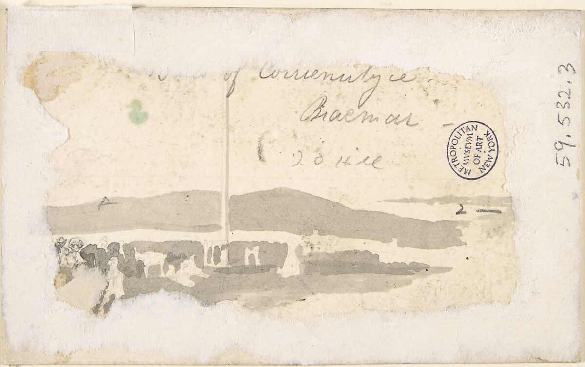 View of a Waterfall (recto); Landscape Study (verso), David Octavius Hill (British, Perth, Scotland 1802–1870 Edinburgh, Scotland), Pen and black ink, brush and wash, over graphite