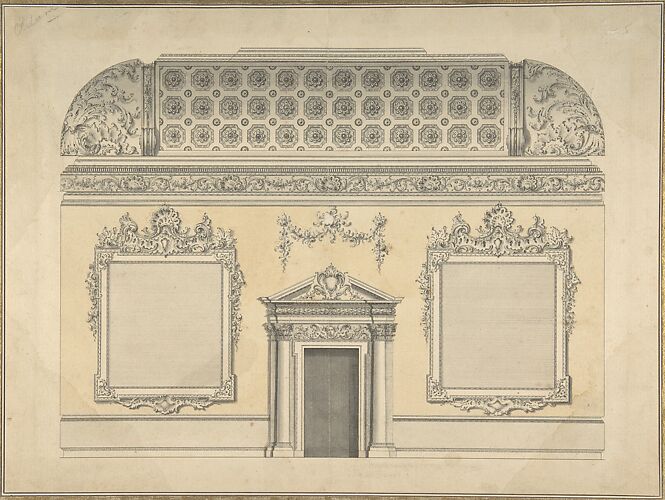 Design for Section of a Rococo Room, with a Coved Ceiling and Ornamented Corinthian Doorway