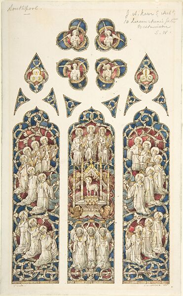 Design for Stained Glass Window, Horatio Walter Lonsdale (British, 1844–1919), Watercolor, pen and brown ink 