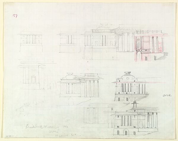 Imperial Delhi, Sir Edwin Landseer Lutyens (British, London 1869–1944 London), Black and red graphite
