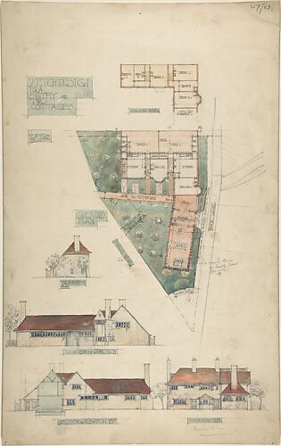Design for a Smithy and Two Cottages