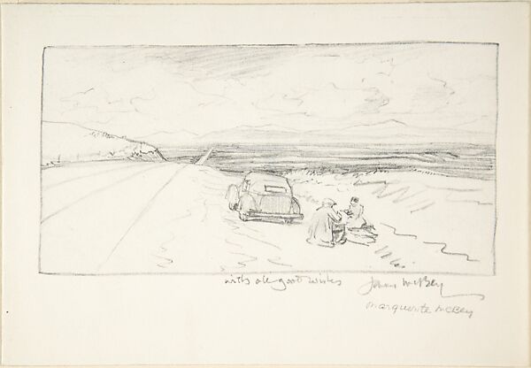 Roadside Picnic, James McBey (British, Newburgh 1883–1959 Tangier), Graphite 