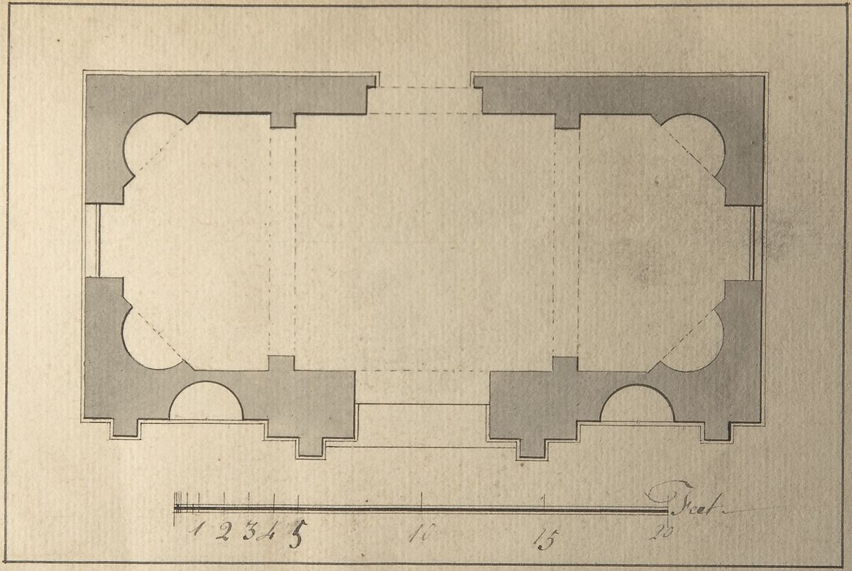 Plan for Garden Pavilion, After Robert Morris (British, Twickenham, Surrey ca. 1701–1754 London), Pen and black ink, brush and gray wash 