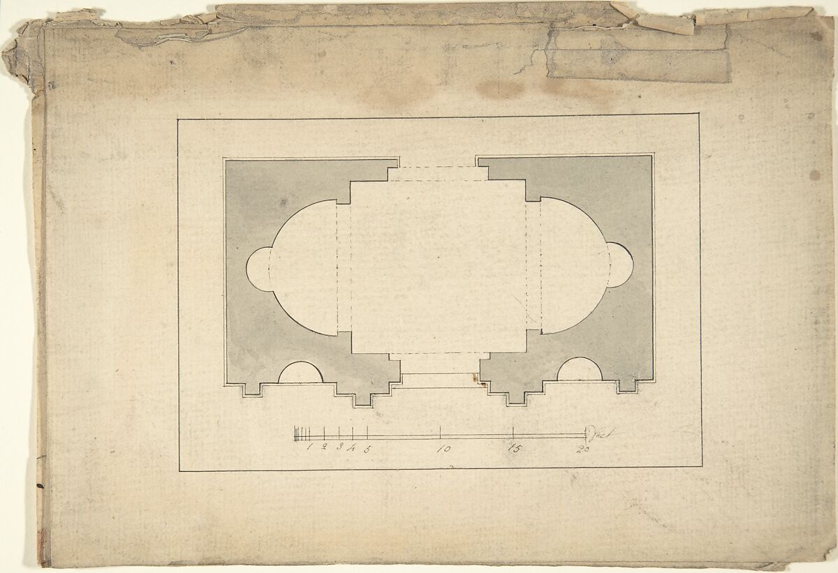 Plan for Garden Pavilion, After Robert Morris (British, Twickenham, Surrey ca. 1701–1754 London), Pen and black ink, brush and gray wash 