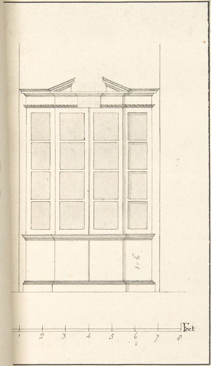 Breakfront Bookcase, After Robert Morris (British, Twickenham, Surrey ca. 1701–1754 London), Pen and black ink, brush and gray wash and watercolor 