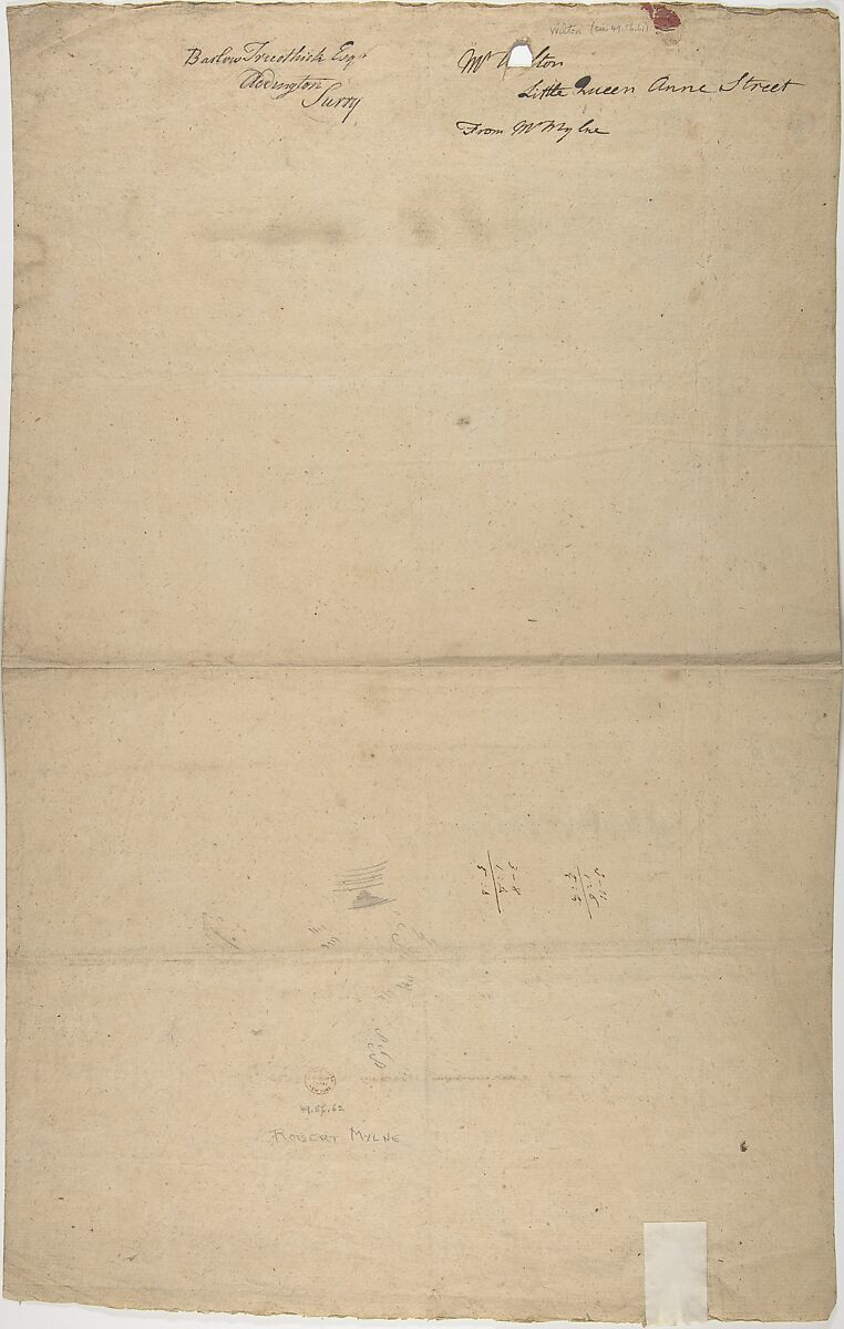 Design for Entablature, Attributed to Robert Mylne the younger (British, Edinburgh, Scotland 1733–1811 London), Pen and black ink, graphite