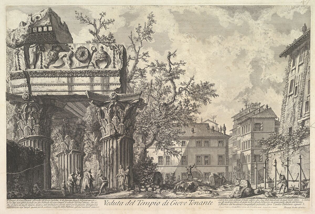 The Temple of Vespian (Veduta del Tempio di giove Tonante), Giovanni Battista Piranesi (Italian, Mogliano Veneto 1720–1778 Rome), etching 