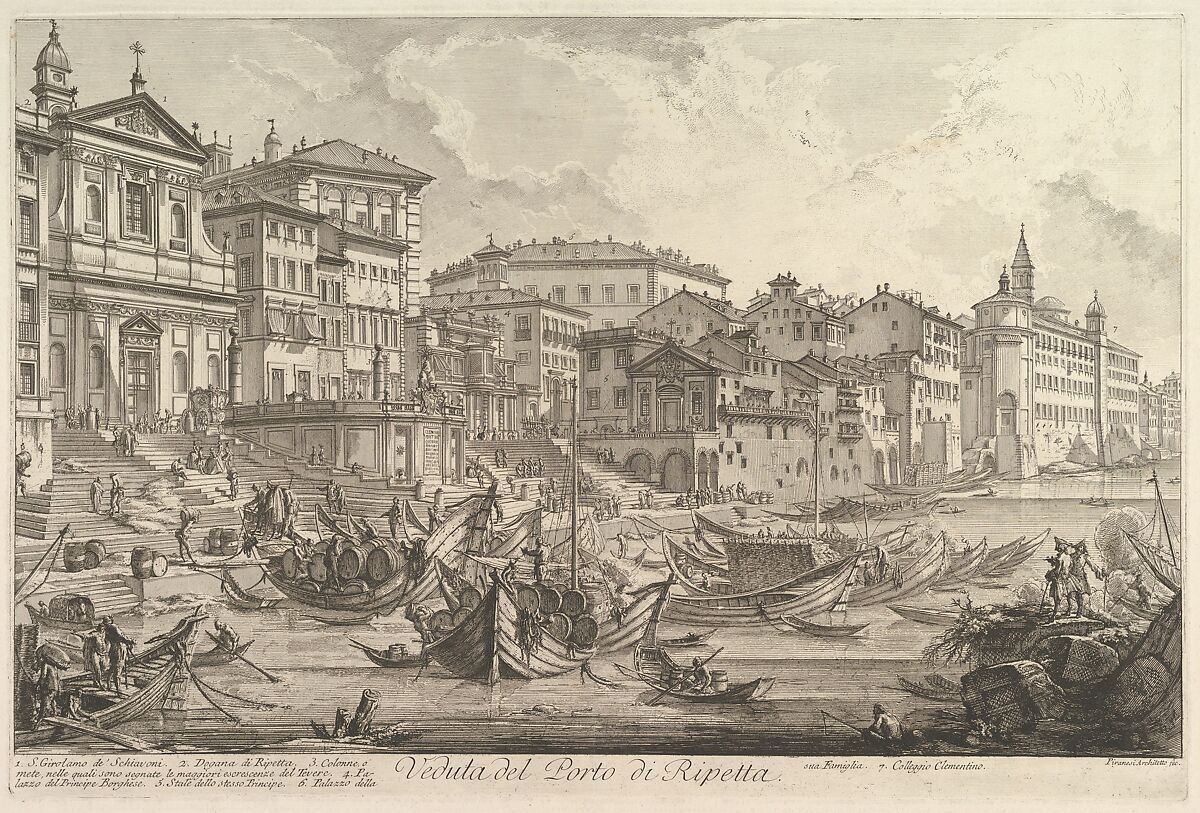 The smaller harbor, called the Porto di Ripetta (Veduta del Porto di Ripetta), Giovanni Battista Piranesi (Italian, Mogliano Veneto 1720–1778 Rome), etching 