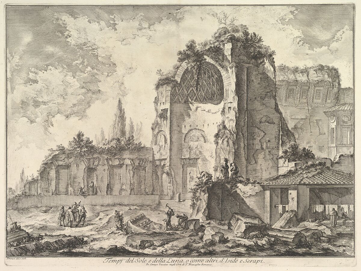 The Temple of Venus and Roma (erroneously called Temple of Sol and Luna) (Veduta degli avanzi di due triclini che appartenevano alla Casa aurea di Nerone), from "Vedute di Roma", Giovanni Battista Piranesi (Italian, Mogliano Veneto 1720–1778 Rome), Etching 