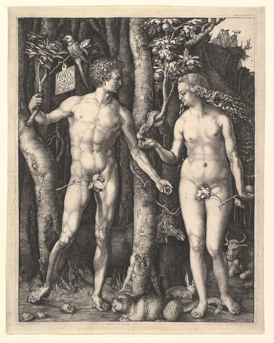 Adam and Eve, Albrecht Dürer (German, Nuremberg 1471–1528 Nuremberg), Engraving 