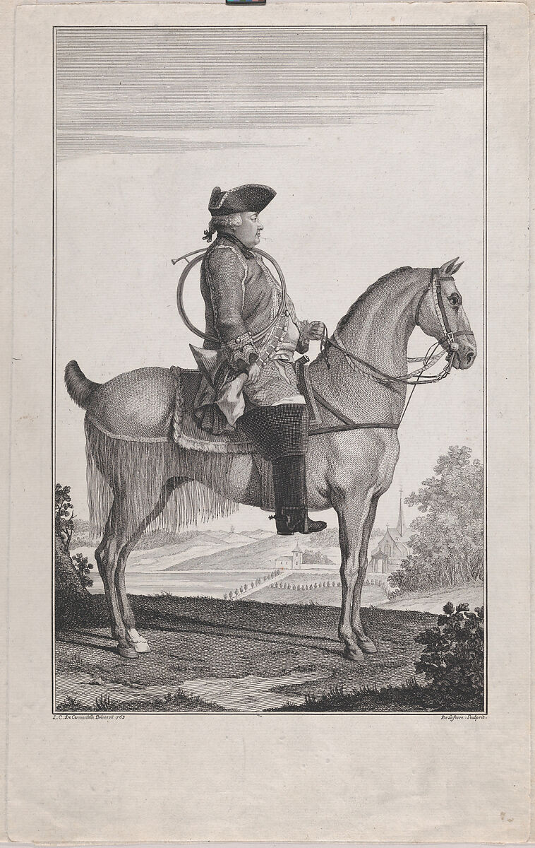 Portrait of Louis-Philippe, Duc d'Orléans, on Horseback, Jean-Baptiste Joseph Delafosse (French, Paris 1721–1806 Paris), Etching and engraving 