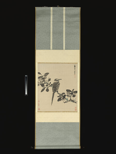 Magpie, Xie Zhiliu (Chinese, 1910–1997), Hanging scroll; ink and color on bark paper, China